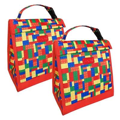 2x Sachi Junior 24cm Insulated Lunch Pouch Storage Bag W/ Carry Handle Bricks • $27