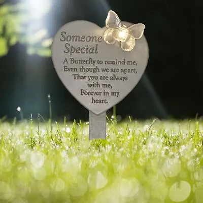 Someone Special Solar Light Up Graveside Heart Stake Memorial Plaque Tribute • £21.99