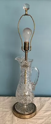 Vintage Cut Glass Crystal Vase Electric Lamp • $85
