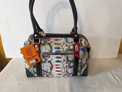 NWT Marino Orlandi Genuine Leather Satchel Rainbow Python    Unique! • $289.99