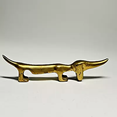 Vintage Solid Brass Bottle Opener Dachshund Wiener Dog Figurine 5  Long • $24.99