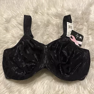 Wacoal 40G Bra Black Full Figure Awareness Underwire 85567 Back Closure Bow NEW • $34.99