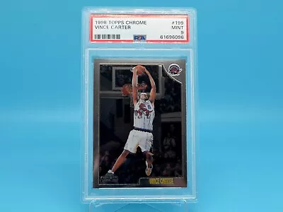 1998 Topps Chrome VINCE CARTER #199 RC Rookie • PSA 9 MINT Raptors • $70