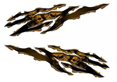 Fits Yamaha YZF R1 R6 YZFR1 YZFR6 FZ1 FZ6 FZ6R FZ8 600R Skull Rip Gold Decal Set • $9.99