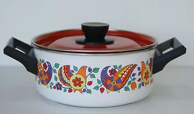 Vintage Retro Enamel Saucepan Dutch Oven  Acapulco Style • $38