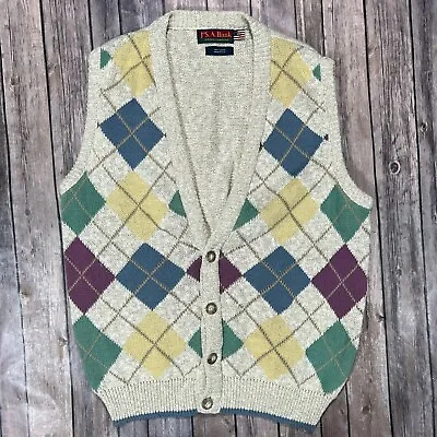 VINTAGE Jos A Bank Sweater Vest Argyle Diamond Pattern Medium Mens USA Made • $24.95