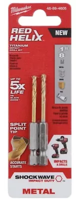 MILWAUKEE SHOCKWAVE 1/8 In. Titanium Twist Drill Bit 48-89-4605 (2-Pack) • $9.70