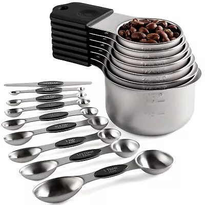 Magnetic Measuring Cups And Spoons Set Including 7 Stainless Steel Stackable Mea • $63.65