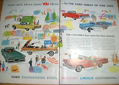 1958 58 Ford Edsel T-Bird Mercury Lincoln Mag Car Ad -convertible Retractable • $8.95