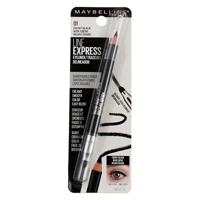 MAYBELLINE Line Express Eyeliner Pencil EBONY BLACK 01 Eye Liner Sharpenable • £9.29