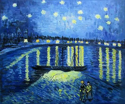 Van Gogh Starry Night Over The Rhone Repro Hand Painted Oil Painting 20x24in • $86.95