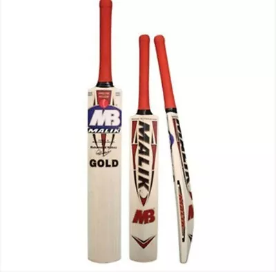 NEW MB Malik Gold Cricket Bat With Toe Guard & Cricket Bat Bag Weight 2.8 Lbs • £89.99