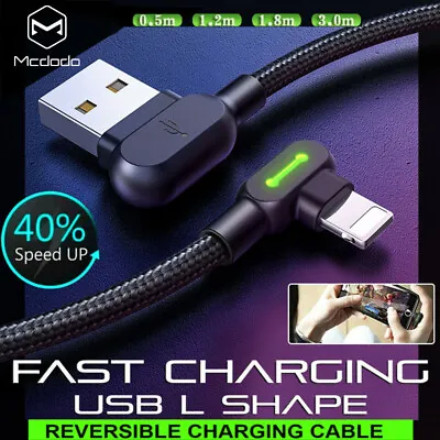 $6.33 • Buy MCDODO 90 Degree Right Angle USB Fast Charger Cable Cord For IPhone IPod IPad