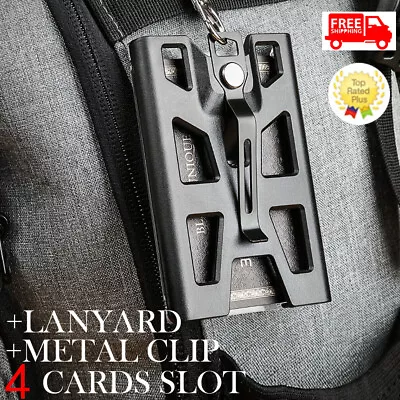 ID Badge Holder With Lanyard Clip 4 Card Slot Heavy Duty Wallet Vertical Case • $19.99