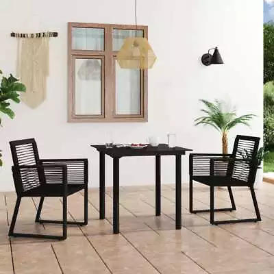3 Piece Outdoor Dining Set PVC Rattan Black • $365.84