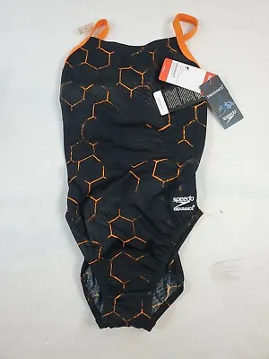 $26.99 • Buy SPEEDO Endurance + Racing Cut FlyBack SWIMSUIT Women's Size 30 Orange Black Swim