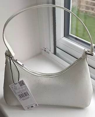 Mango Patent PU Shoulder Bag Small White Y2k • £15