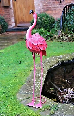 Garden Ornament Metal Pink Flamingo  100CM Decoration Indoor Outdoor • £20.95