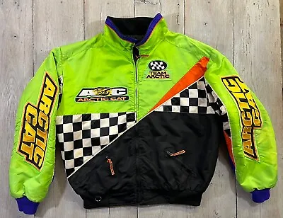 Vintage Arctic Cat Checkered Flag Competition Racing Jacket Size XL • $29.99
