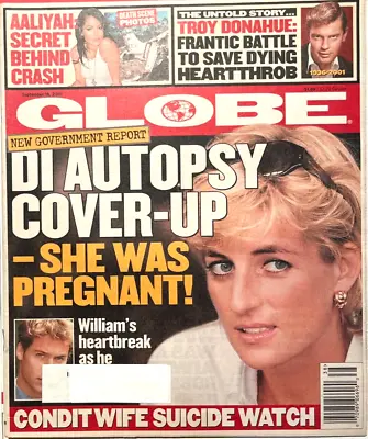 AALIYAH - GLOBE Tabloid  Nov 18 2001 - LIKE NEW - No Label - PRINCESS DIANA • $20