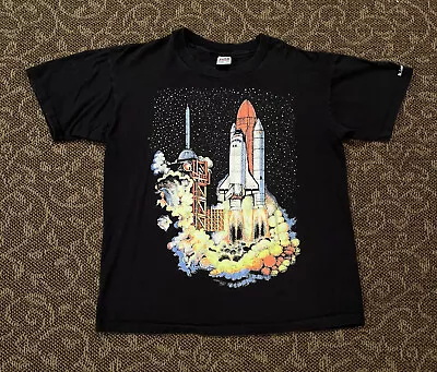 Vintage 90’s Single Stitch Planetarium Spaceship Rocket T-Shirt Size XL Rare🔥 • $49.88