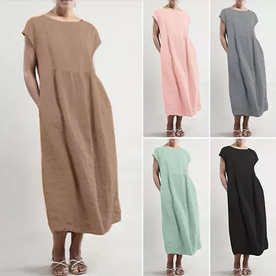 ZANZEA Womens Short Sleeve Baggy Pajamas Dress Sleepwear Nightwear Long Tunic AU • $20.43