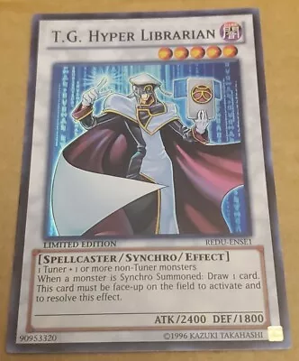 Yugioh! LP T.G. Hyper Librarian - REDU-ENSE1 - Super Rare - Limited Edition  • $2.99