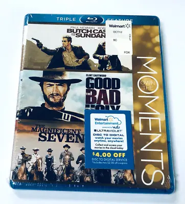 Butch Cassidy Good Bad & The Ugly & Magnificent Seven Blu-ray Triple Feature • $8.49