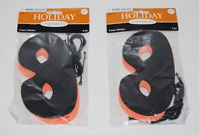 Lot Of 2 Holiday Inspirations Halloween Orange & Black Foam Masks 4 Each • $7