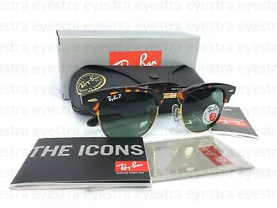 $180 • Buy Ray-Ban Clubmaster Sunglasses Tortoise Frame Polarised Lens RB3016 990/58 51mm