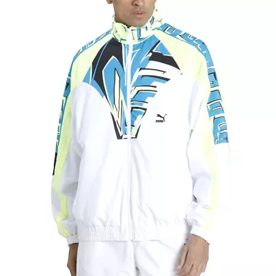 Puma Og Disc Full Zip Track Jacket Mens White Casual Athletic Outerwear 598888-0 • $24.99