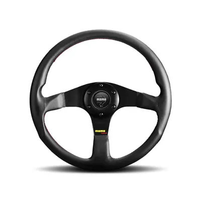 MOMO Tuner Steering Wheel 350mm Black Leather Brushed Black Anodized Red • $229