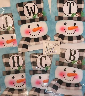 Monogram / CHOOSE Your Initial Gingham Snowman Winter Checks Letter Garden Flag • $15.99