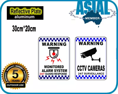 Reflective Alarm CCTV Cameras SURVEILLANCE METAL Warning Sign • $28