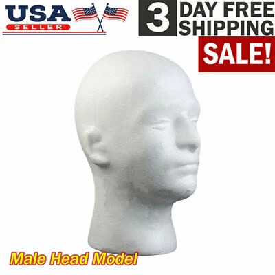 $9.65 • Buy Male Foam Mannequin Head Model Hat Glasses Wig Manikin Display Stand US 