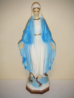 Vintage OUR LADY OF GRACE Catholic Religious 17.5  Chalkware Statue By C.S.C. • $134.99