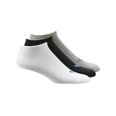 $22 • Buy 3PK Adidas Unisex Trefoil Liner No Show Socks EU Size 35-38 White/Black/Grey