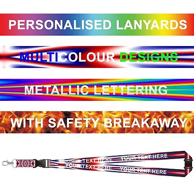 £5.99 • Buy Printed Or Pattern Lanyards - Personalised Custom Lanyards Neck Straps With Text