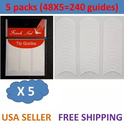 5 Packs French Manicure Nail Art Tip Guide Sticker Stencil Round Form Decoration • $2.85