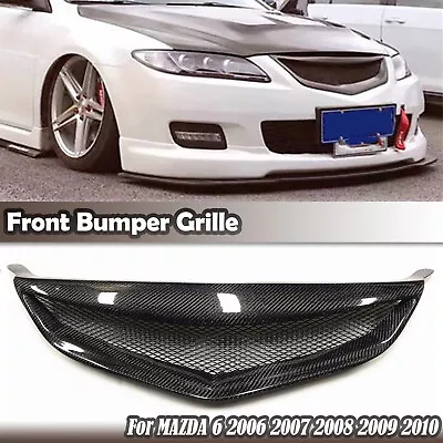 Front Hood Grill Grille Cover For 2006 2007 2008-2010 Mazda 6 Black Carbon Fiber • $111.11