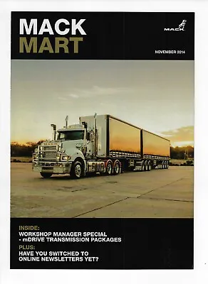 Mack Trucks Parts & Accessories 4 Page Mack Mart Brochure November 2014 Nos • $27.50