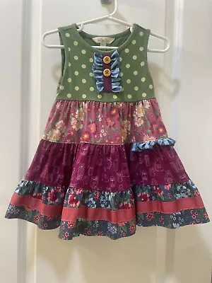 MATILDA JANE Girl’s Dress Adorable Floral Design Ruffles Sleeveless Sz 2 EUC • $14.99