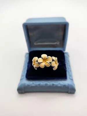 Kabana Sterling & Enamel Plumeria Ring Size 7.5 • $49