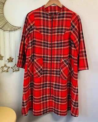 Vtg 60s Plaid Coat Women’s Red • $49