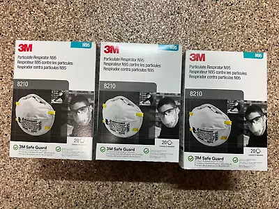 (60 Masks) 3M 8210 NIOSH N95 Particulate Respirator 3 Boxes • $29.95