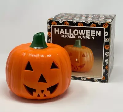 VTG Halloween Jack O' Lantern Pumpkin Ceramic Votive Candle Holder Target 90's • $15.98