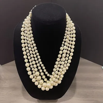J. Crew Pearl Hammock Necklace Ivory Multi-strand Faux Pearls 20” W/ 2” Extender • $13.59