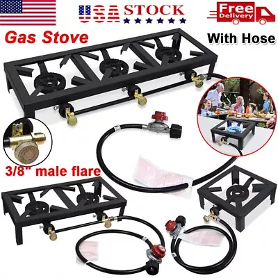 Portable Camp Stove Single/Three Burner Iron Propane Gas LPG Outdoor BBQ Cooker • $30