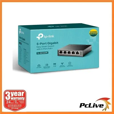 $88.90 • Buy TP-LINK TL-SG105PE 5 Port Gigabit Easy Smart Ethernet Switch With 4 Port PoE+