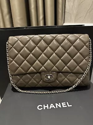 Authentic Chanel Handbag With Chain Classic Bag Brown Leather Classic • £2350